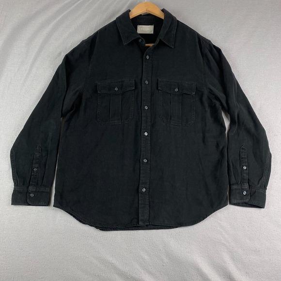 everlans Other - Everlane Mens L black Utility Overshirt Button Front Dual Pocket Long Sleeve